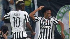 Juan Cuadrado y Paul Pogba celebran con bailes los goles de la Juventus.