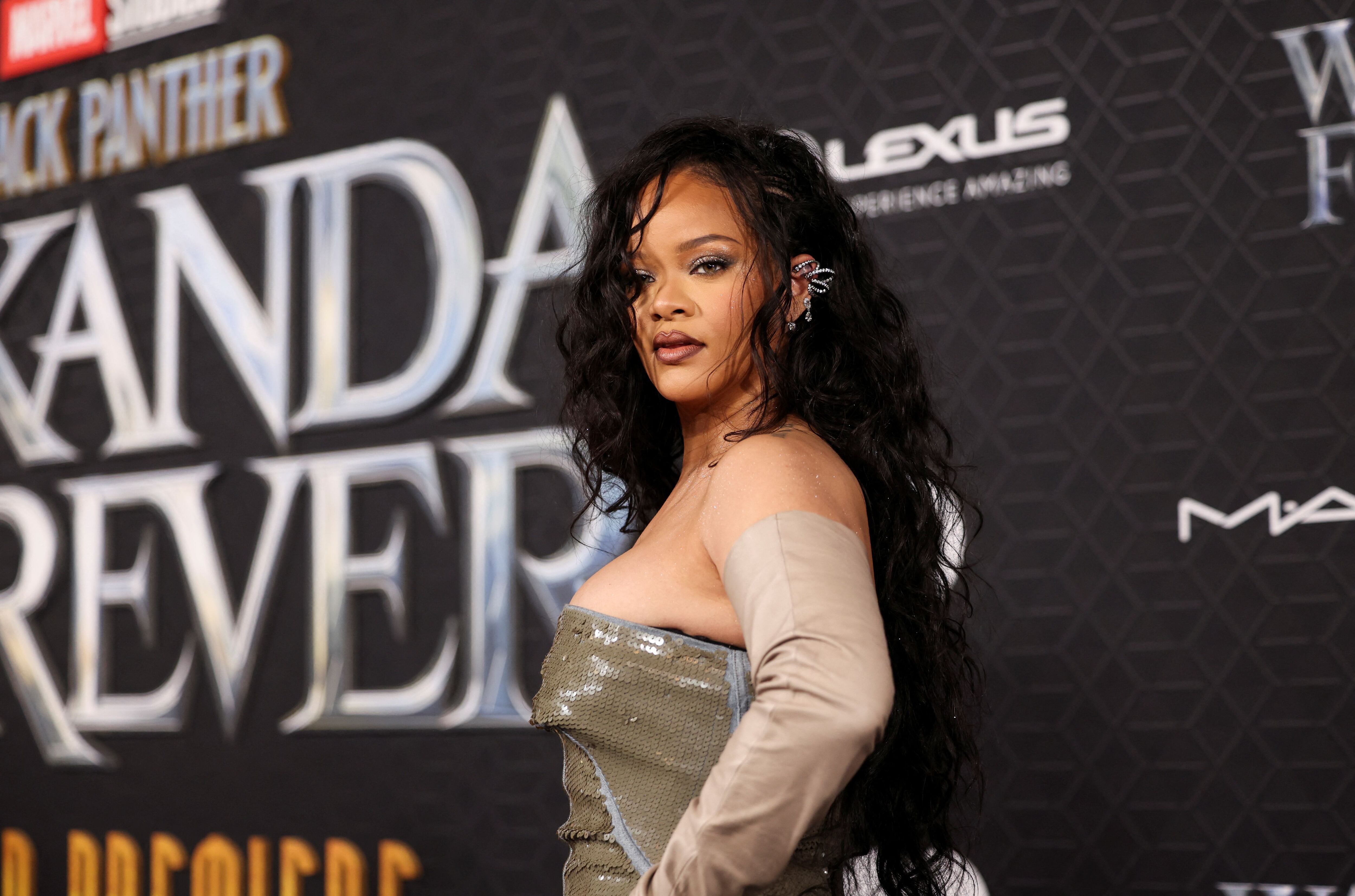 Rihanna prepares for the Halftime Show of Super Bowl LVII