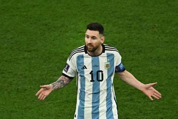 Argentina's forward #10 Lionel Messi during the Qatar 2022 World Cup final.
