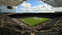 (FILES) In this file photo taken on August 13, 2017 St James&#039; Park stadium, home ground of Newcastle United, is pictured in Newcastle-upon-Tyne, north east England, ahead of the English Premier League football match between Newcastle United and Totte