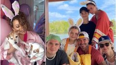 Collage con fotograf&iacute;as obtenidas de las cuentas de Instagram de Mariah Carey y David Beckham en Pascua, 2021.