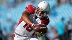 CHARLOTTE, NC - OCTOBER 30: Michael Floyd #15 of the Arizona Cardinals catches a pass during warms ups against the Carolina Panthers at Bank of America Stadium on October 30, 2016 in Charlotte, North Carolina.   Grant Halverson/Getty Images/AFP == FOR NEWSPAPERS, INTERNET, TELCOS &amp; TELEVISION USE ONLY ==