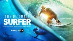 Cartel de The Ultimate Surfer, el reality show de surf de Kelly Slater (en la imagen, dentro de una ola en forma de tubo) que se emitir&aacute; en la ABC en agosto del 2021. 