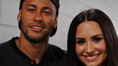 Neymar y Demi Lovato en el MetLife Stadium que acogió el Barcelona-Juventus de pretemporada