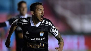 Peru&#039;s Sporting Cristal Christofer Gonzales celebrates after scoring against Argentina&#039;s Arsenal during the Copa Sudamericana round of 16 second leg football match at the Julio Humberto Grondona stadium in Buenos Aires, on July 21, 2021. (Photo 