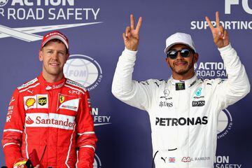 Lewis Hamilton y Sebastian Vettel, primero y segundo respectivamente en la prueba de calificación.