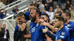 Muriqi celebra sus goles con la selección de Kosovo