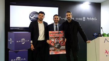 José Bernal, Lisandro Vieites y Fernando Sanz en la presentación del III World Padel Soccer en FITUR.