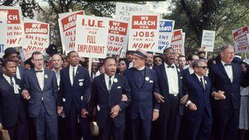 Vista de algunos de los l&iacute;deres de la Marcha sobre Washington por el Empleo y la Libertad, en Washington, D.C., el 28 de agosto de 1963.