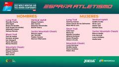 Cartel con la lista de representantes de España en los Mundiales de Mountain/Trail Running de Innsbruck.