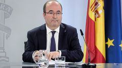 El ministro de Cultura y de Deporte, Miquel Iceta, comparece tras la reunión del Consejo de Ministros en Moncloa, a 11 de julio de 2022, en Madrid (España).