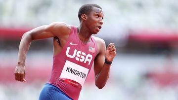 TOKYO, JAPAN - AUGUST 03:  Erriyon Knighton of Team United States competes in round one of the Men&#039;s 200m heats on day eleven of the Tokyo 2020 Olympic Games at Olympic Stadium on August 03, 2021 in Tokyo, Japan. (Photo by Patrick Smith/Getty Images)