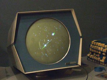 Fotograf&iacute;a de Spacewar! ejecutado en el ordenador PDP-1 