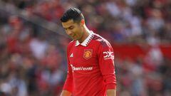 MANCHESTER, ENGLAND - JULY 31: Cristiano Ronaldo of Manchester United during the pre-season friendly between Manchester United and Rayo Vallecano at Old Trafford on July 31, 2022 in Manchester, England. (Photo by Matthew Ashton - AMA/Getty Images)