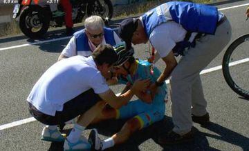 Supermán López tuvo que ser evacuado en la Vuelta a Suiza 2017.