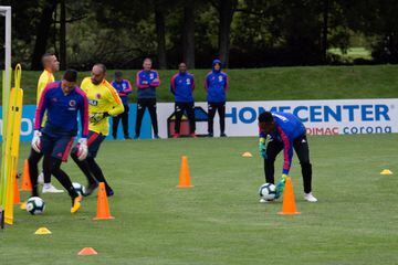 Iván Mauricio Arboleda,Eder Chaux, Aldair Quintana y Diego Novoa entrenan en la sede de la FCF bajo las dirección de Carlos Queiroz.