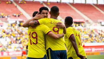 Jugadores de la Selección Colombia celebrando un gol en el amistoso ante Arabia Suadí.