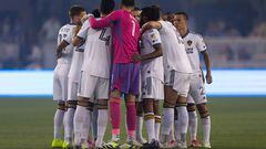 Aug 30, 2023; San Jose, California, USA;  Los Angeles Galaxy players huddle before the start of the first half against the San Jose Earthquakes at PayPal Park. Mandatory Credit: Stan Szeto-USA TODAY Sports
