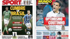 Portadas de los diarios Sport y Mundo deportivo del d&iacute;a 15 de diciembre de 2017.