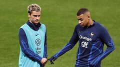 Mbappé y Griezmann, en un entrenamiento reciente con Francia.