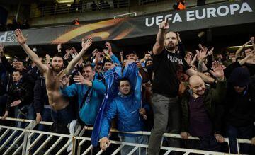 Zenit St. Petersburg fans celebrate after the match