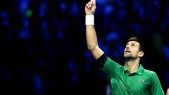 El tenista serbio Novak Djokovic celebra su victoria ante Casper Ruud en la final de las Nitto ATP Finals.