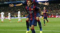 Neymar celebra el segundo tanto, su segundo gol de la noche en Camp Nou.