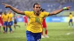 Brazil's Marta gives advice to young female athletes as she plays in her last World Cup tournament for Brazil starting today against Panama.