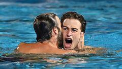 Water Polo - FINA World Championships - Men's Gold Medal Match - Italy v Spain - Alfred Hajos Swimming Complex, Budapest, Hungary - July 3, 2022 Spain players celebrate after winning Men's Gold Medal Match REUTERS/Marton Monus