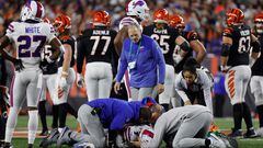 CINCINNATI, OHIO - JANUARY 02: Taron Johnson #7 of the Buffalo Bills is treated after being injured against the Cincinnati Bengals during the first quarter at Paycor Stadium on January 02, 2023 in Cincinnati, Ohio.   Kirk Irwin/Getty Images/AFP (Photo by Kirk Irwin / GETTY IMAGES NORTH AMERICA / Getty Images via AFP)