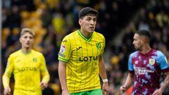 Action from the EFL Championship match between Norwich City V Burnley at Carrow Road - Marcelino Núñez