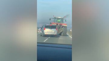 El tractor más viral: no le gustó que le intentasen adelantar