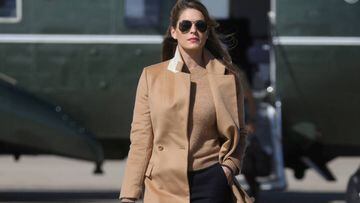 Hope Hicks, an advisor to U.S. President Donald Trump walks to Air Force One to depart Washington with the president and other staff on campaign travel to Minnesota from Joint Base Andrews, Maryland, U.S., September 30, 2020. Picture taken September 30, 2