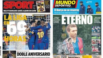 Portadas de los diarios Sport y Mundo Deportivo del d&iacute;a 1 de marzo de 2018.