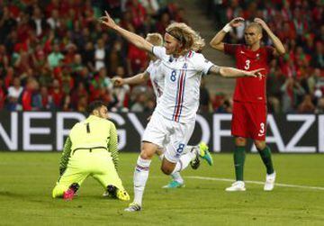 Birkir Bjarnason, who has more than a passing resemblance to the recent Thor character, enjoys his moment.