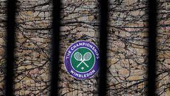 LONDON, ENGLAND - APRIL 01:  Wimbledon branding is seen at  The All England Tennis and Croquet Club, best known as the venue for the Wimbledon Tennis Championships, on April 01, 2020 in London, England. The Coronavirus (COVID-19) pandemic has spread to ma