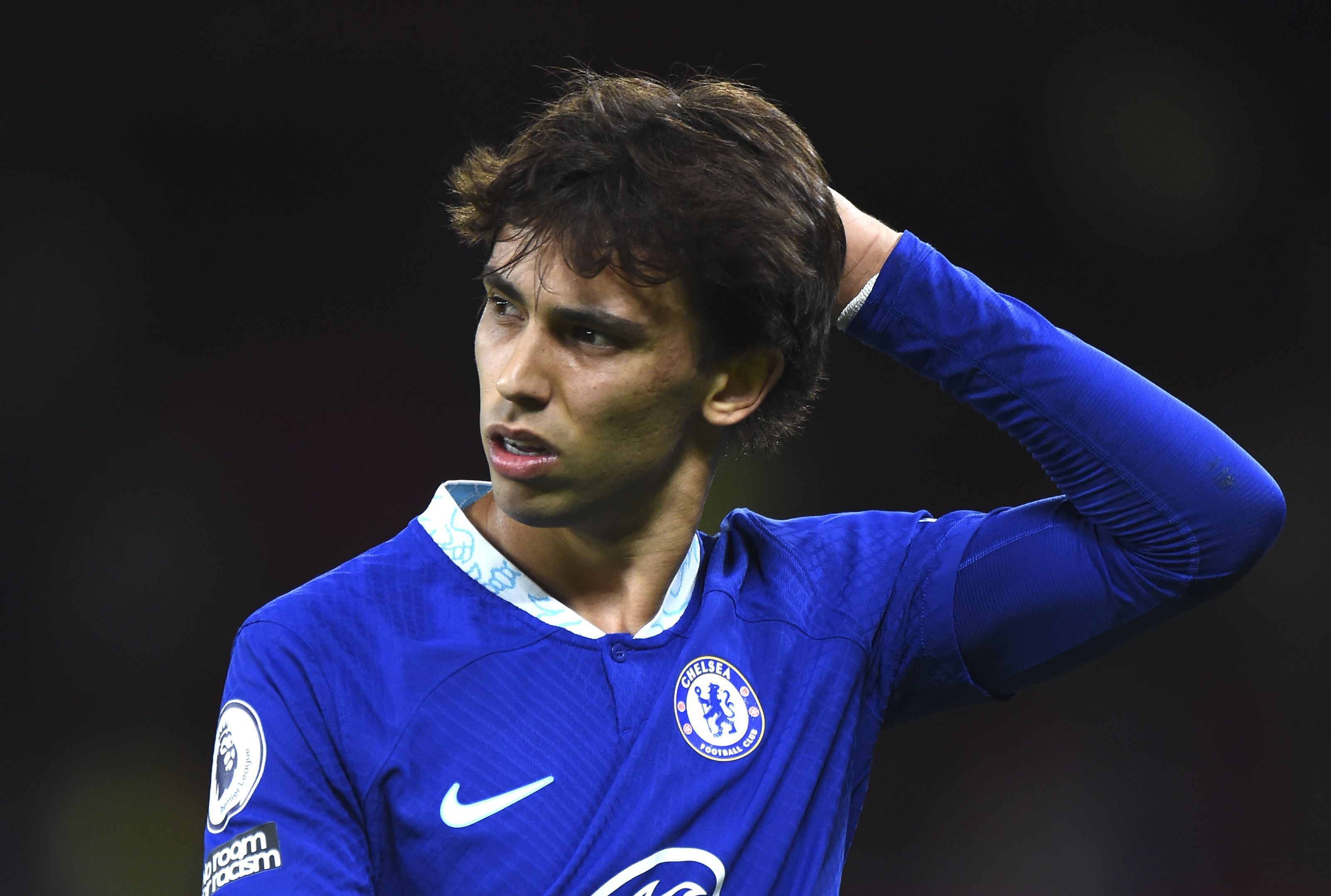 Manchester (United Kingdom), 25/05/2023.- Joao Felix of Chelsea reacts after loosing the English Premier League soccer match between Manchester United and Chelsea FC, in Manchester, Britain, 25 May 2023. (Reino Unido) EFE/EPA/PETER POWELL EDITORIAL USE ONLY. No use with unauthorized audio, video, data, fixture lists, club/league logos or 'live' services. Online in-match use limited to 120 images, no video emulation. No use in betting, games or single club/league/player publications.