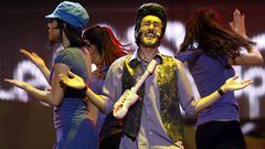Rodolfo Chikilicuatre of Spain performs during rehearsals for the Eurovision song contest in Belgrade May 17, 2008.  REUTERS/Ivan Milutinovic  (SERBIA)