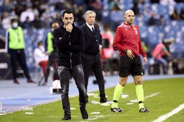 Xavi and Ancelotti during last season's Super Cup.