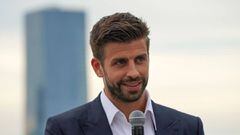 Kosmoa Founder and President, Spanish football player Gerard Pique speaks at the Davis Cup Presentation on September 5, 2019 in New York. (Photo by Bryan R. Smith / AFP)