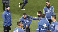 Todo fueron risas ayer en el entrenamiento del Real Madrid.