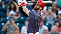 ALLENTOWN, PA - AUGUST 23: Bryce Harper #3 of the Philadelphia Phillies bats in his first game on a rehab assignment for the Lehigh Valley IronPigs against the Gwinnett Stripers at Coca-Cola Park on August 23, 2022 in Allentown, Pennsylvania. (Photo by Rich Schultz/Getty Images)