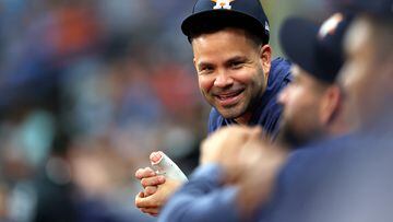 ST PETERSBURG, FLORIDA - APRIL 26: Jose Altuve #27 of the Houston Astros looks on during a game against the Tampa Bay Rays at Tropicana Field on April 26, 2023 in St Petersburg, Florida.   Mike Ehrmann/Getty Images/AFP (Photo by Mike Ehrmann / GETTY IMAGES NORTH AMERICA / Getty Images via AFP)