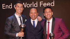 Neymar padre posa con su hijo y Cristiano