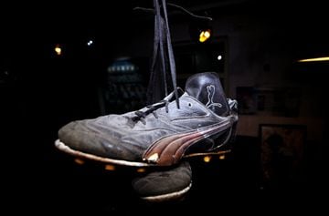 Diego Armando Maradona's Puma boots, in his first house in La Paternal, Buenos Aires