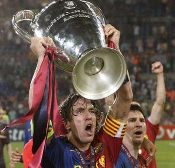 Carles Puyol | Barcelona: Desde 1999 a 2013 jugó en los blaugranas y antes, desde 1996, en el Barcelona B. Logró seis Ligas españolas, seis Supercopas, dos Copas del Rey, tres Champions League y dos Mundiales de Clubes.