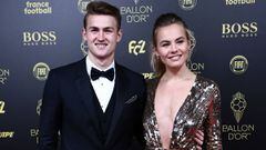Netherlands and Juventus defender, Matthijs de Ligt (L) and his girlfriend Annekee Molenaar arrive to attend the Ballon d&#039;Or France Football 2019 ceremony at the Chatelet Theatre in Paris on December 2, 2019. (Photo by Anne-Christine POUJOULAT / AFP)