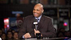 TNT analyst Charles Barkley laughs as the NBA season tips off