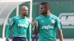 Miguel &Aacute;ngel Borja durante un entrenamiento con Palmeiras.