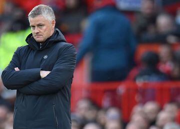 Manchester (United Kingdom), 24/10/2021.- Manchester United's manager Ole Gunnar Solskjaer reacts during the English Premier League soccer match between Manchester United and Liverpool FC in Manchester, Britain, 24 October 2021.